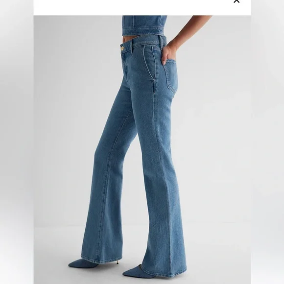 Express Blue Flare & Wide Leg Jeans - Picture 3 of 10